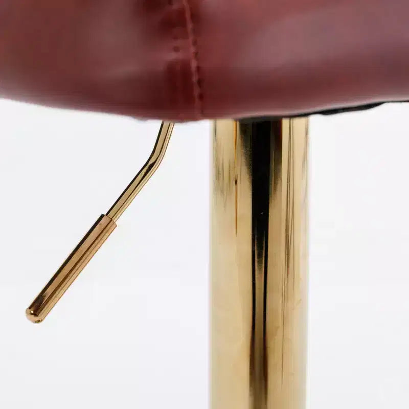 Set of 2 Modern Burgundy Swivel Bar Stools, Adjustable Height, Tufted Back
