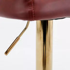 Set of 2 Modern Burgundy Swivel Bar Stools, Adjustable Height, Tufted Back
