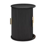 Set of 2 Nesting Coffee Table Cocktail Table Center Table Round Fluted End Table Sofa Side Table Accent Table Nightstand with Sliding Door -ModernLuxe