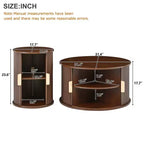 Set of 2 Nesting Coffee Table Cocktail Table Center Table Round Fluted End Table Sofa Side Table Accent Table Nightstand with Sliding Door -ModernLuxe