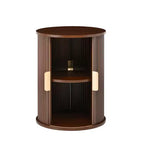 Set of 2 Nesting Coffee Table Cocktail Table Center Table Round Fluted End Table Sofa Side Table Accent Table Nightstand with Sliding Door -ModernLuxe