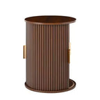 Set of 2 Nesting Coffee Table Cocktail Table Center Table Round Fluted End Table Sofa Side Table Accent Table Nightstand with Sliding Door -ModernLuxe