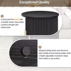 Set of 2 Nesting Coffee Table Cocktail Table Center Table Round Fluted End Table Sofa Side Table Accent Table Nightstand with Sliding Door -ModernLuxe
