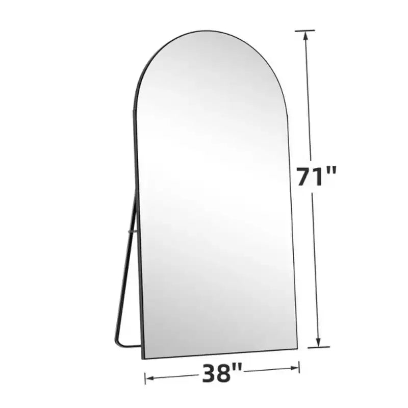 MAYEERTY 71 inch Full Length Mirror Archede Aluminum Alloy Frame Floor Mirror with Bracket Black