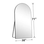 MAYEERTY 71 inch Full Length Mirror Archede Aluminum Alloy Frame Floor Mirror with Bracket Black