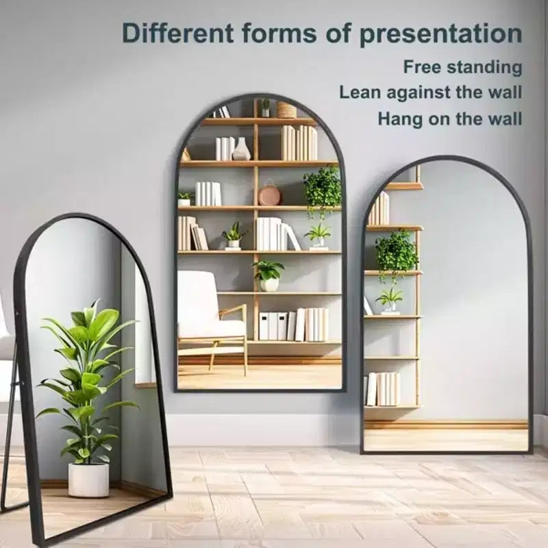 MAYEERTY 71 inch Full Length Mirror Archede Aluminum Alloy Frame Floor Mirror with Bracket Black