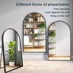 MAYEERTY 71 inch Full Length Mirror Archede Aluminum Alloy Frame Floor Mirror with Bracket Black