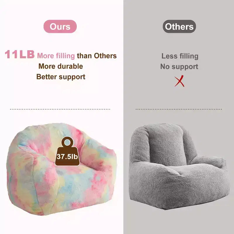 Bean Bag Chair for Adults, Plush Faux Fur Memory Foam Lounger, Ergonomic Beanbag Sofa Chair, Lazy Sofa Cozy Beanbag, for Dorm, Living Room