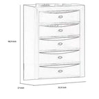 Royal Hampton Tall Dresser Chest, 5 Drawers, Chrome Handles, Modern Black Wood