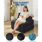 COZONY 3-in-1 Folding Lounge Sofa Bed with Pillow 34 Convertible Sleeper Chair, Portable Boneless Mattress with Back Support, No Assembly Required
