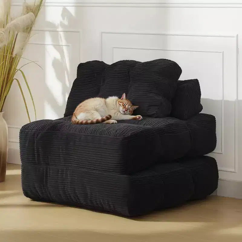 COZONY 3-in-1 Folding Lounge Sofa Bed with Pillow 34 Convertible Sleeper Chair, Portable Boneless Mattress with Back Support, No Assembly Required