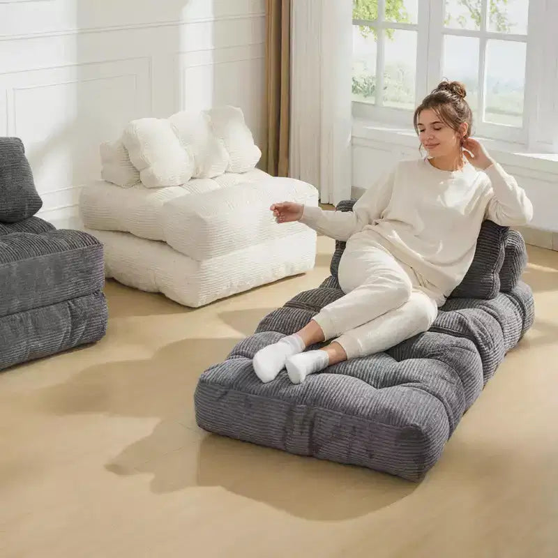 COZONY 3-in-1 Folding Lounge Sofa Bed with Pillow 34 Convertible Sleeper Chair, Portable Boneless Mattress with Back Support, No Assembly Required