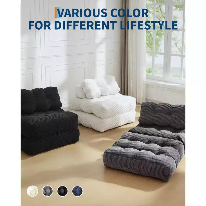 COZONY 3-in-1 Folding Lounge Sofa Bed with Pillow 34 Convertible Sleeper Chair, Portable Boneless Mattress with Back Support, No Assembly Required