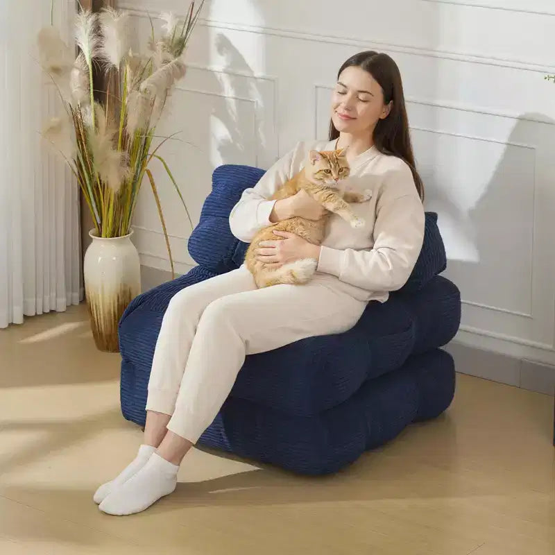 COZONY 3-in-1 Folding Lounge Sofa Bed with Pillow 34 Convertible Sleeper Chair, Portable Boneless Mattress with Back Support, No Assembly Required