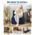 COZONY 3-in-1 Folding Lounge Sofa Bed with Pillow 34 Convertible Sleeper Chair, Portable Boneless Mattress with Back Support, No Assembly Required