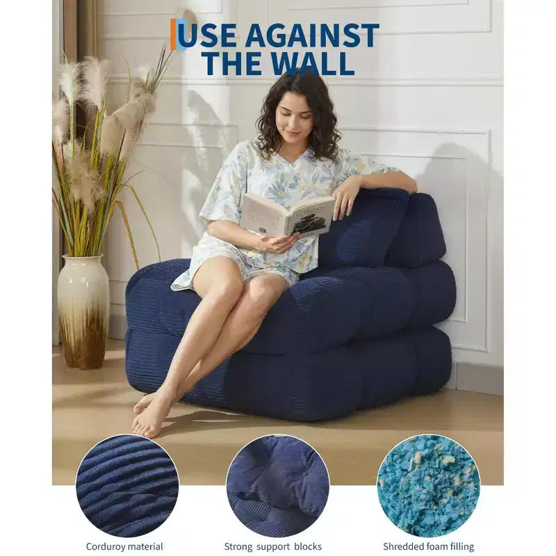 COZONY 3-in-1 Folding Lounge Sofa Bed with Pillow 34 Convertible Sleeper Chair, Portable Boneless Mattress with Back Support, No Assembly Required