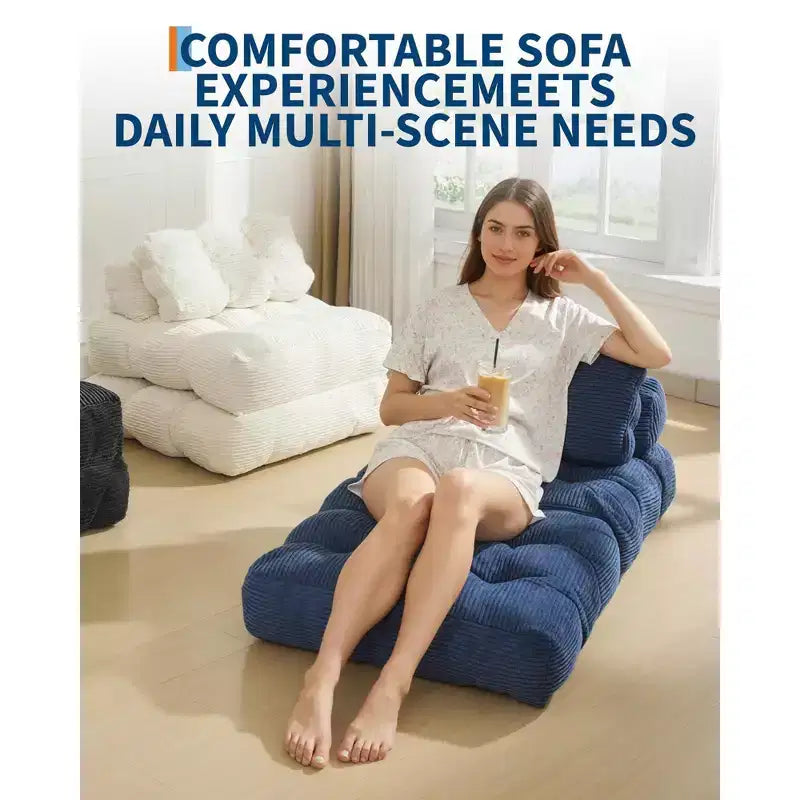COZONY 3-in-1 Folding Lounge Sofa Bed with Pillow 34 Convertible Sleeper Chair, Portable Boneless Mattress with Back Support, No Assembly Required