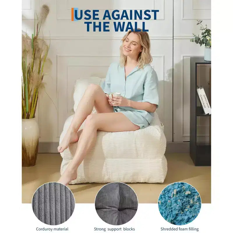 COZONY 3-in-1 Folding Lounge Sofa Bed with Pillow 34 Convertible Sleeper Chair, Portable Boneless Mattress with Back Support, No Assembly Required