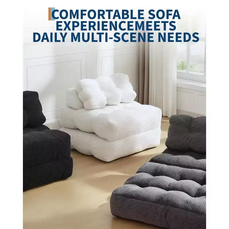 COZONY 3-in-1 Folding Lounge Sofa Bed with Pillow 34 Convertible Sleeper Chair, Portable Boneless Mattress with Back Support, No Assembly Required