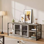 Farmhouse TV Stand for TVs,Entertainment Center with Storage Cabinet and Mesh Doors,Industrial TV Media Console Cabinet Table Media Furnitur