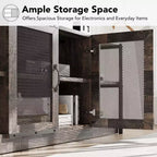 Farmhouse TV Stand for TVs,Entertainment Center with Storage Cabinet and Mesh Doors,Industrial TV Media Console Cabinet Table Media Furnitur