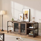 Farmhouse TV Stand for TVs,Entertainment Center with Storage Cabinet and Mesh Doors,Industrial TV Media Console Cabinet Table Media Furnitur