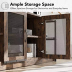 Farmhouse TV Stand for TVs,Entertainment Center with Storage Cabinet and Mesh Doors,Industrial TV Media Console Cabinet Table Media Furnitur