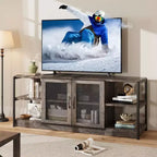 Farmhouse TV Stand for TVs,Entertainment Center with Storage Cabinet and Mesh Doors,Industrial TV Media Console Cabinet Table Media Furnitur
