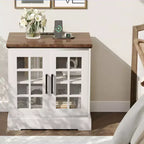24 Large Farmhouse Nightstand with Charging Station - 2 AC & 2 USB, Living Room End Tables with Storage & Adjustable Shelf, White Side Table