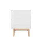 Homez 18.89 in. White and Natural Oak Rectangle Wood End Table with 2 Drawers