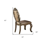 HomeRoots Set of Two Tufted Oak Upholstered Faux Leather And Solid Wood Dining Side Chairs
