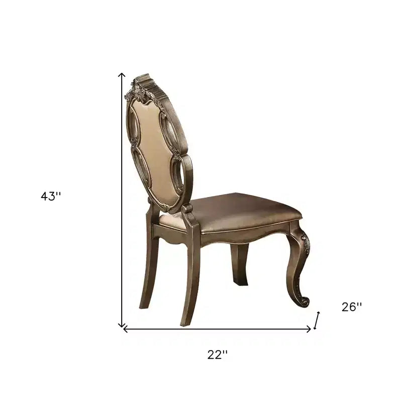 HomeRoots Set of Two Tufted Oak Upholstered Faux Leather And Solid Wood Dining Side Chairs