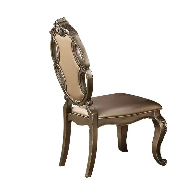 HomeRoots Set of Two Tufted Oak Upholstered Faux Leather And Solid Wood Dining Side Chairs