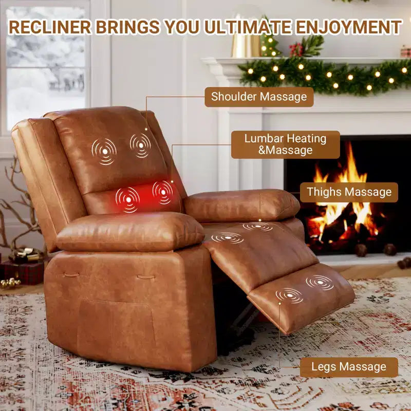 41.7 PU Leather Power Lift Recliner Chair, Adjustable Recliner, Seat Width, Cup Holders, Ergonomic Single Sofa, for Living Room