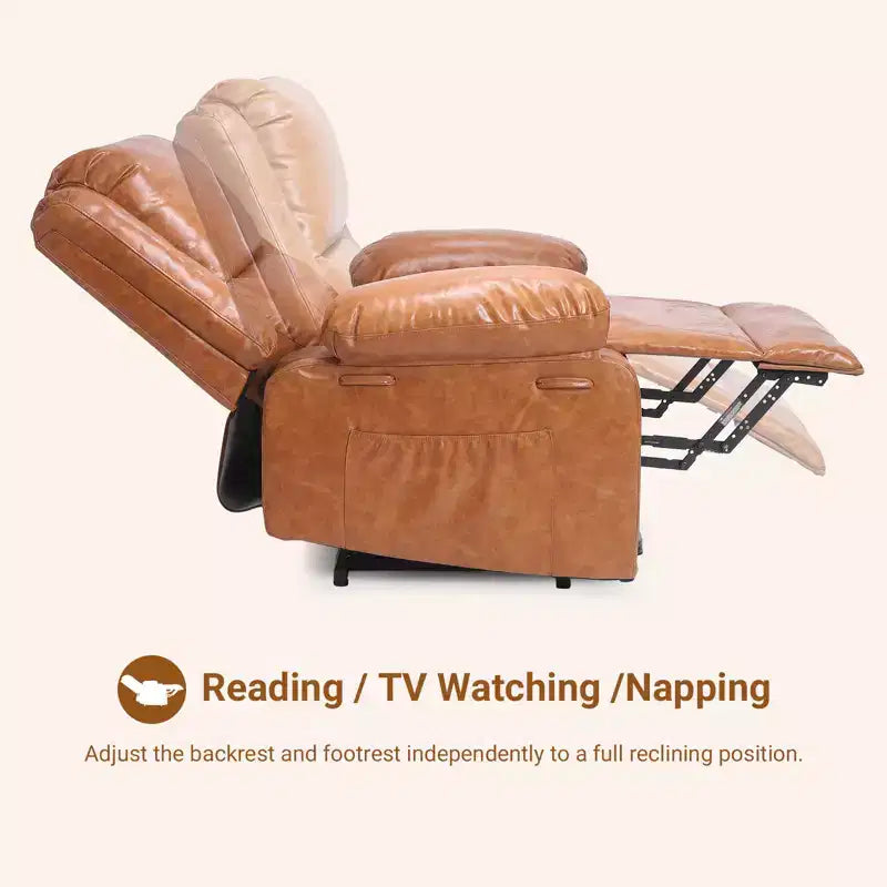 41.7 PU Leather Power Lift Recliner Chair, Adjustable Recliner, Seat Width, Cup Holders, Ergonomic Single Sofa, for Living Room