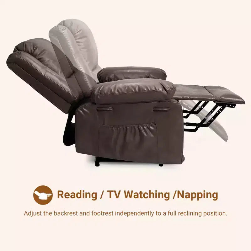 41.7 PU Leather Power Lift Recliner Chair, Adjustable Recliner, Seat Width, Cup Holders, Ergonomic Single Sofa, for Living Room