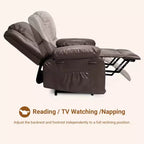 41.7 PU Leather Power Lift Recliner Chair, Adjustable Recliner, Seat Width, Cup Holders, Ergonomic Single Sofa, for Living Room