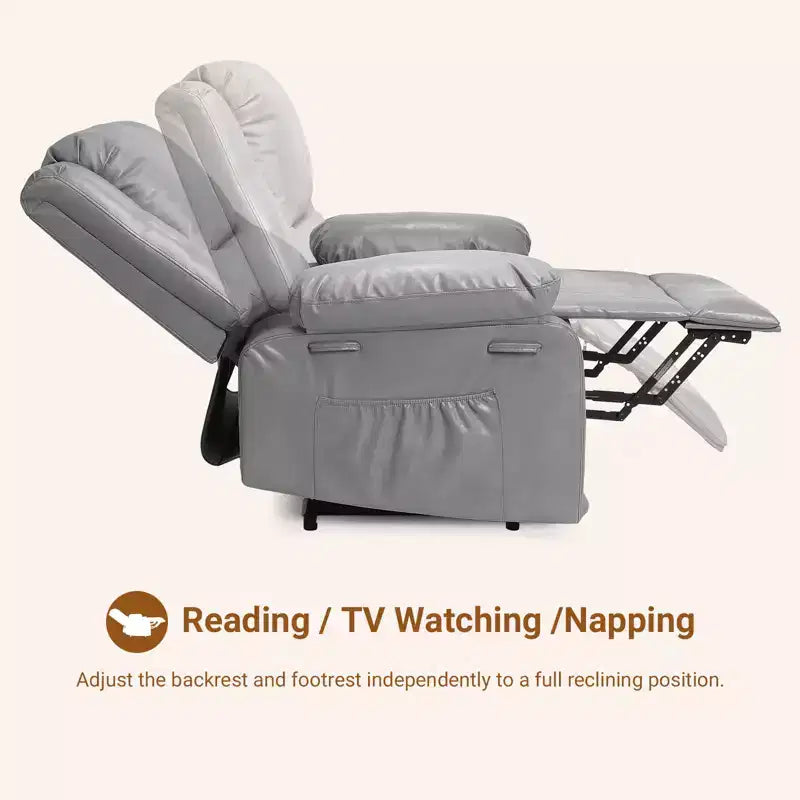 41.7 PU Leather Power Lift Recliner Chair, Adjustable Recliner, Seat Width, Cup Holders, Ergonomic Single Sofa, for Living Room