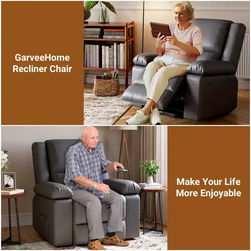 41.7 PU Leather Power Lift Recliner Chair, Adjustable Recliner, Seat Width, Cup Holders, Ergonomic Single Sofa, for Living Room