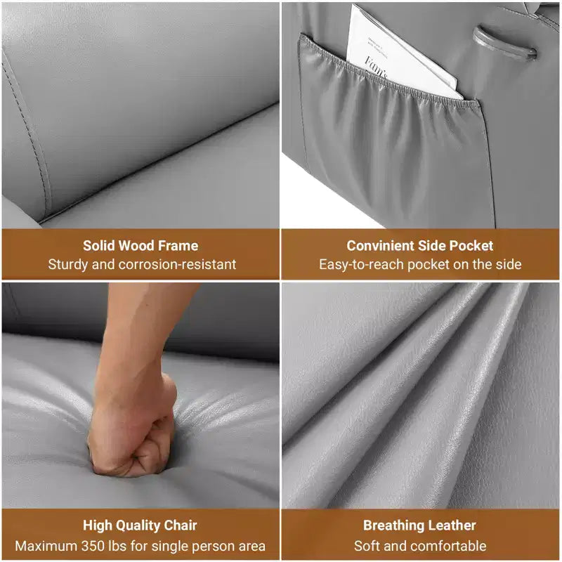 41.7 PU Leather Power Lift Recliner Chair, Adjustable Recliner, Seat Width, Cup Holders, Ergonomic Single Sofa, for Living Room