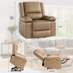 41.7 PU Leather Power Lift Recliner Chair, Adjustable Recliner, Seat Width, Cup Holders, Ergonomic Single Sofa, for Living Room