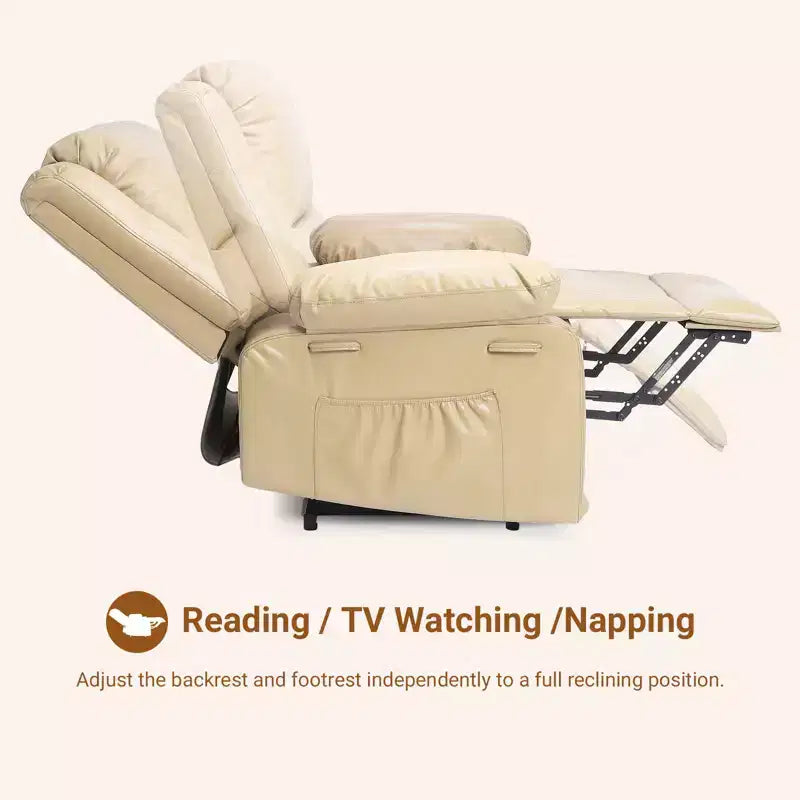 41.7 PU Leather Power Lift Recliner Chair, Adjustable Recliner, Seat Width, Cup Holders, Ergonomic Single Sofa, for Living Room