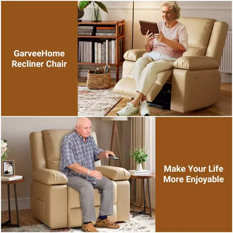 41.7 PU Leather Power Lift Recliner Chair, Adjustable Recliner, Seat Width, Cup Holders, Ergonomic Single Sofa, for Living Room