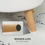 Round Ottoman Stool with Storage, Linen Upholstered Foot Stool with Padded Seat, Hidden Space and Wood Legs