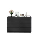 Karl Home Black Embossed 6 Drawer Dresser with Mirror P2 12MM Particleboard with Melamine 47.22In. W