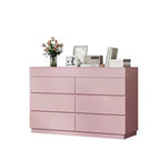 Karl Home Pink Embossed 6 Drawer Dresser with Mirror P2 12MM Particleboard with Melamine 47.22In. W
