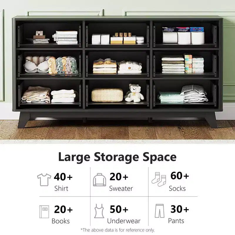 Karl Home 57In. 9 Drawer Grid Chest Dresser