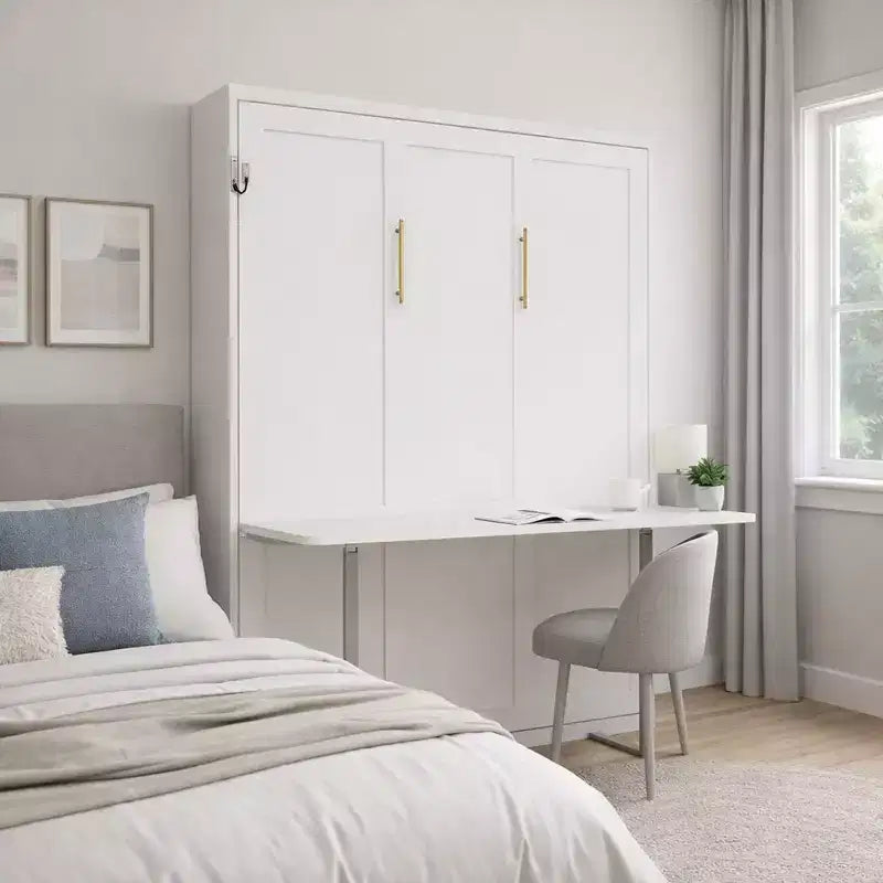GDFStudio Winslow Modern Wood Murphy Bed with Integrated Desk and Automatic Legs