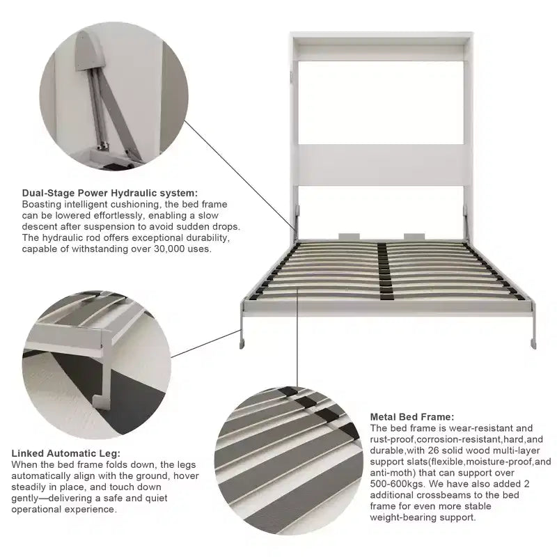 GDFStudio Winslow Modern Wood Murphy Bed with Integrated Desk and Automatic Legs