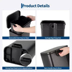 Stainless Steel Trash Can - Fingerprint-Proof,Soft-Close Lid, Removable Inner Bucket, Space-Saving Step Bin - for Kitchen, Office, Bathroom